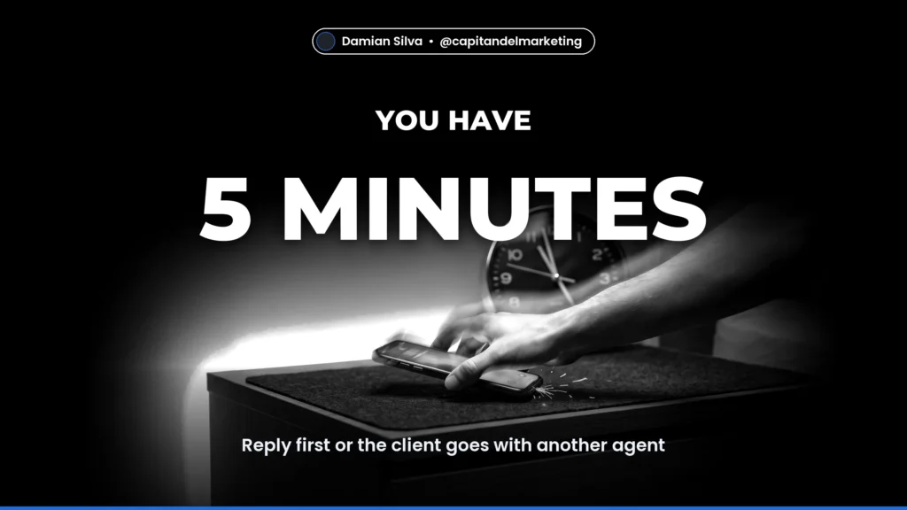 5 MINUTES — Reply first or the client goes with another agent